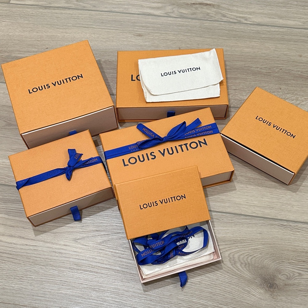 Louis Vuitton Orange Boxes with Blue Accents